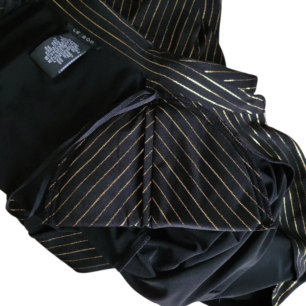 Le Bos Black and Gold Metallic Stripe Blazer and Tank Set Women's Size 16W